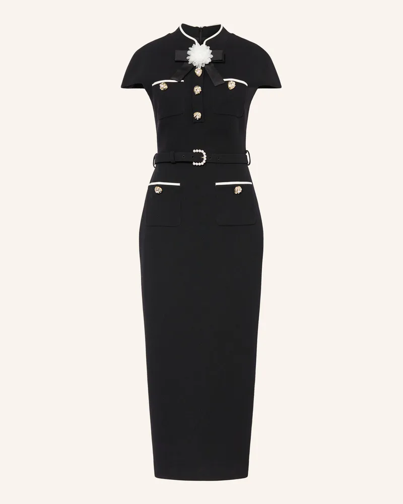 Self-Portrait Cocktailkleid Mit Schmucksteinen Und Schmuckperlen schwarz Schwarz