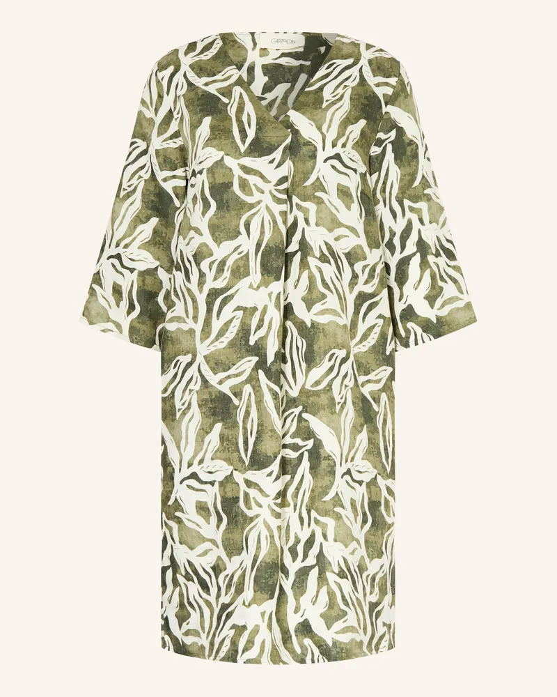 Cartoon Leinenkleid mit 3/4-Arm Creme