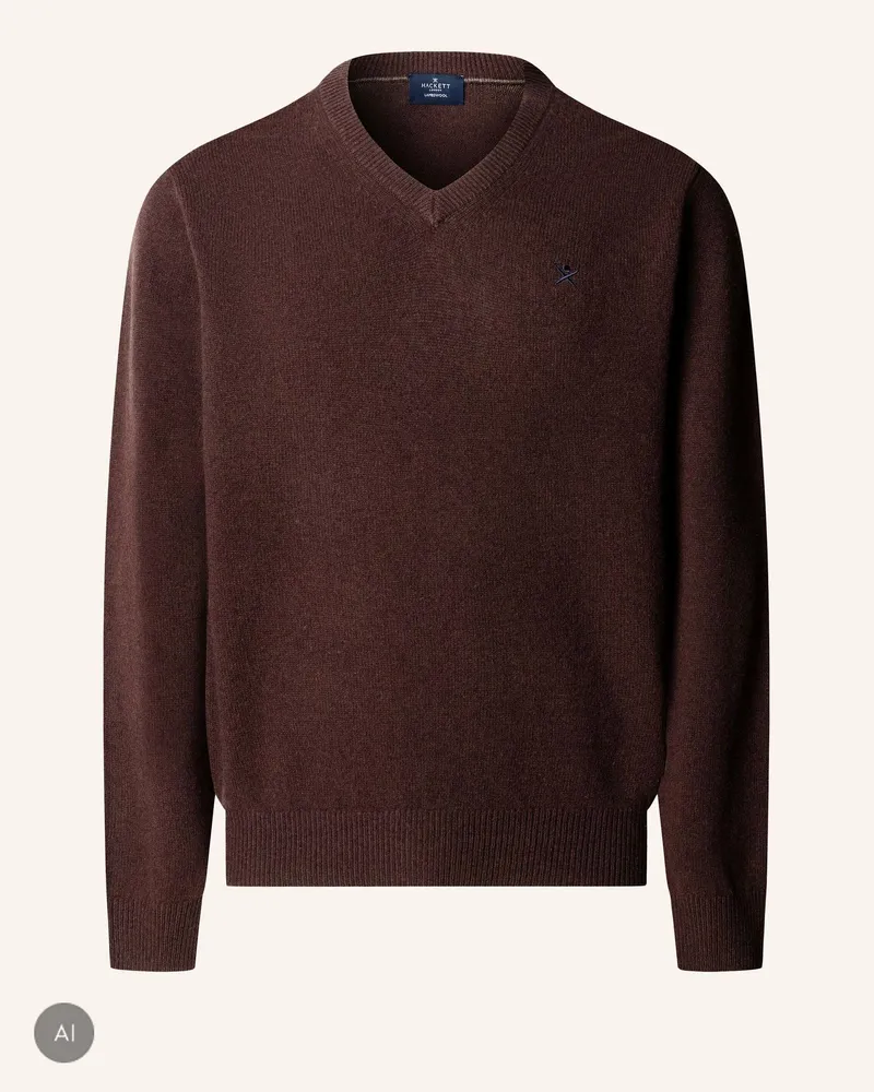 Hackett Pullover Lambswool V Neck braun Braun