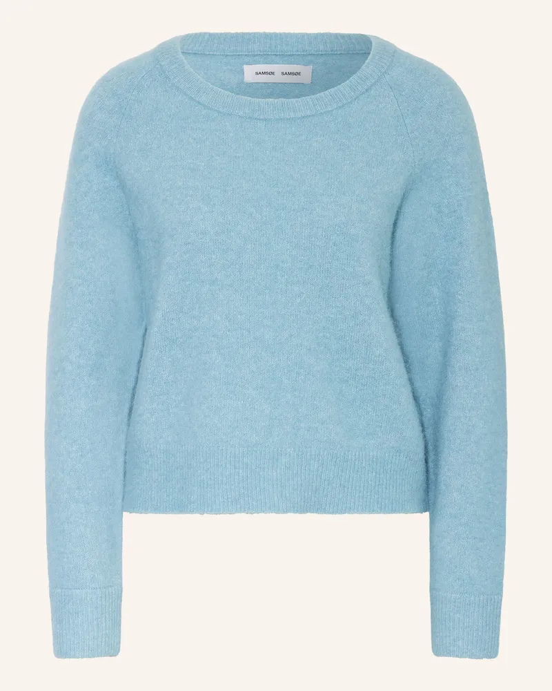 Samsøe & Samsøe Pullover Nor O-N Short Mit Alpaka blau Hellblau