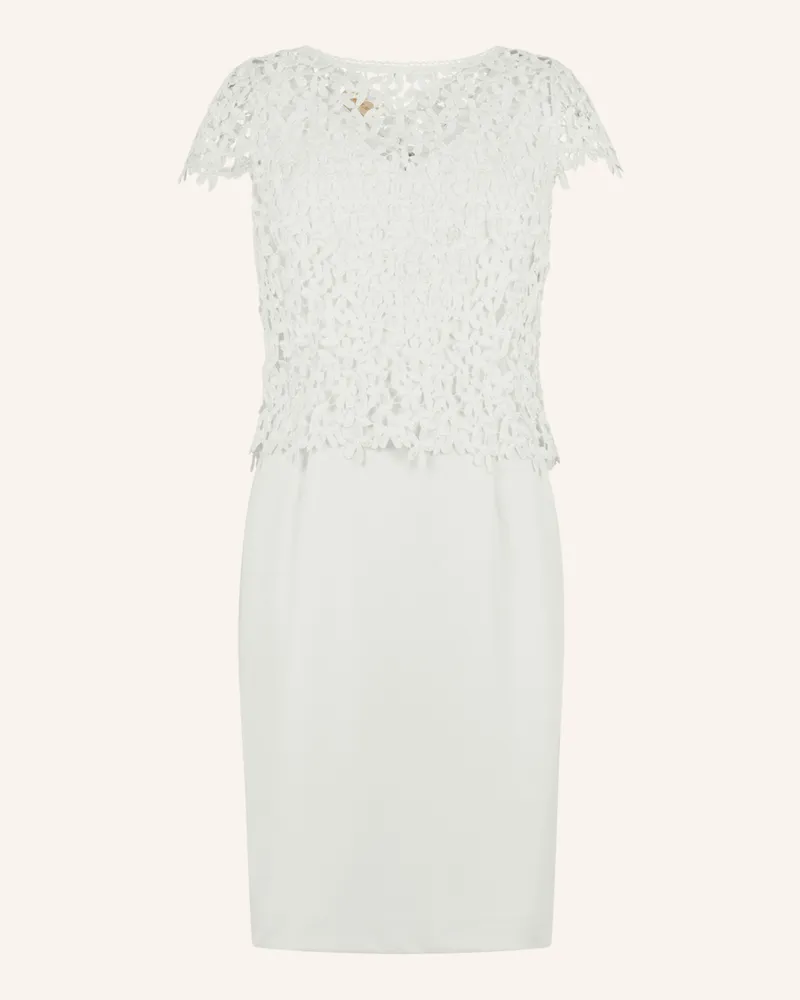 Apart Etuikleid Mit Spitzenjäckchen weiss Creme
