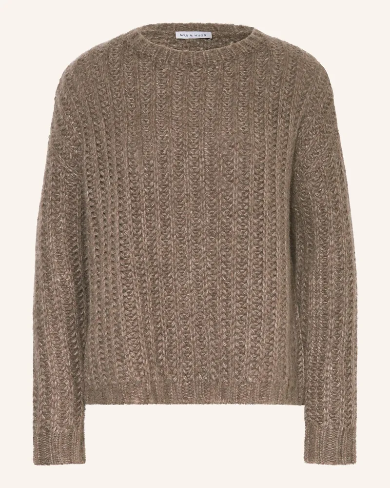 Mrs & HUGS Cashmere-Pullover braun Dunkelbraun