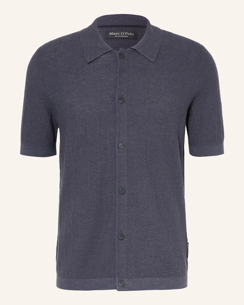 Marc O'Polo Strickhemd Regular Fit grau Dunkelblau