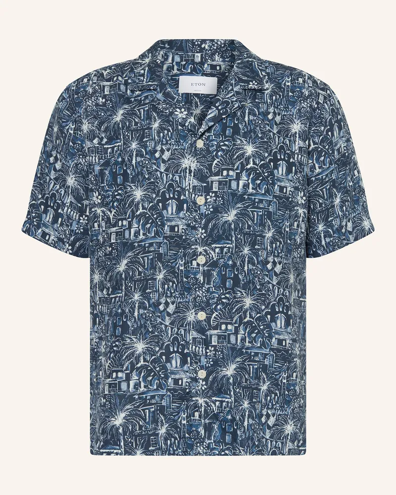 Eton Resorthemd Medium Fit aus Leinen Dunkelblau
