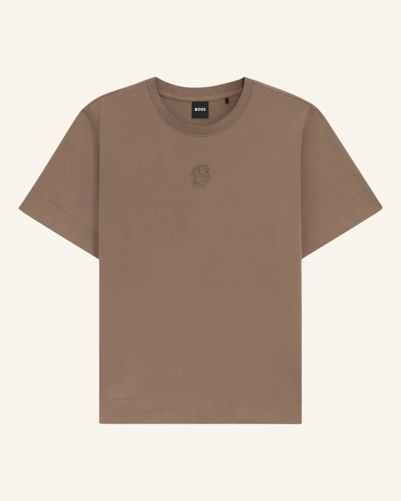 HUGO BOSS T-Shirt ELPHA_PLACED3 Regular Fit Hellbraun