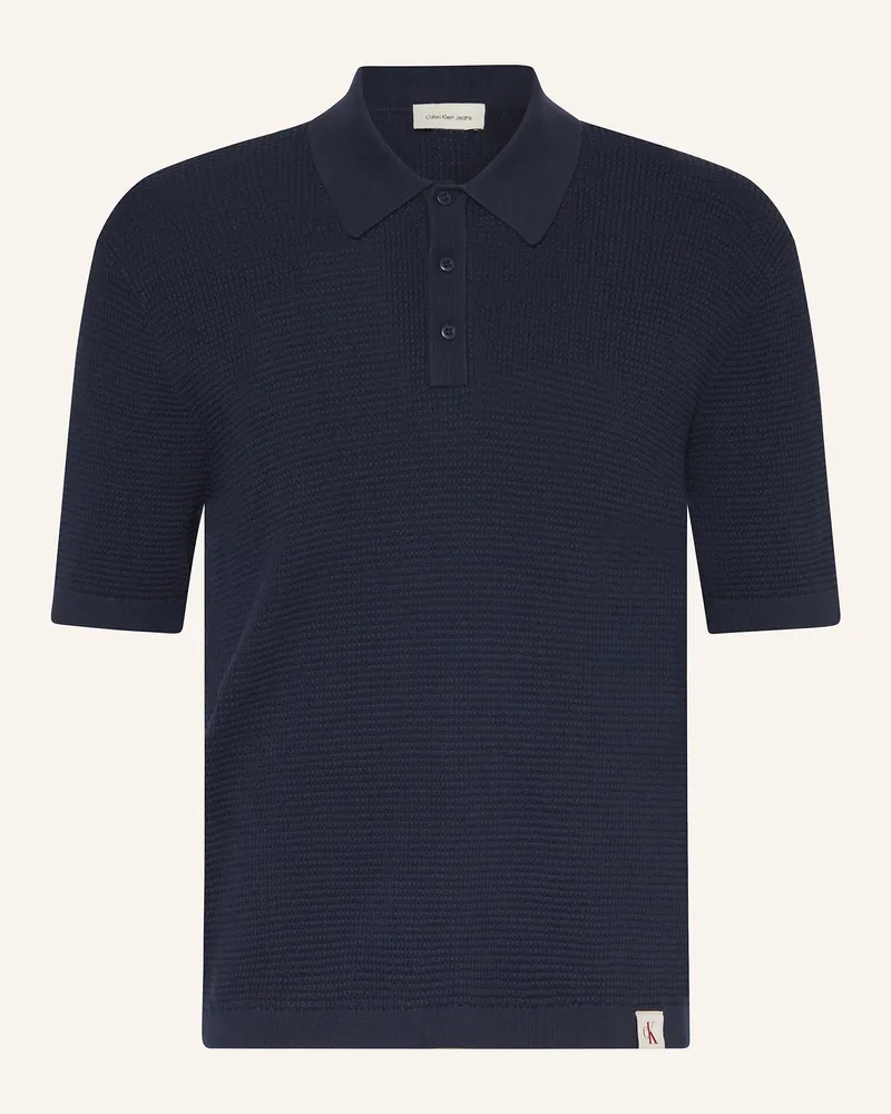 Calvin Klein Strick-Poloshirt Dunkelblau