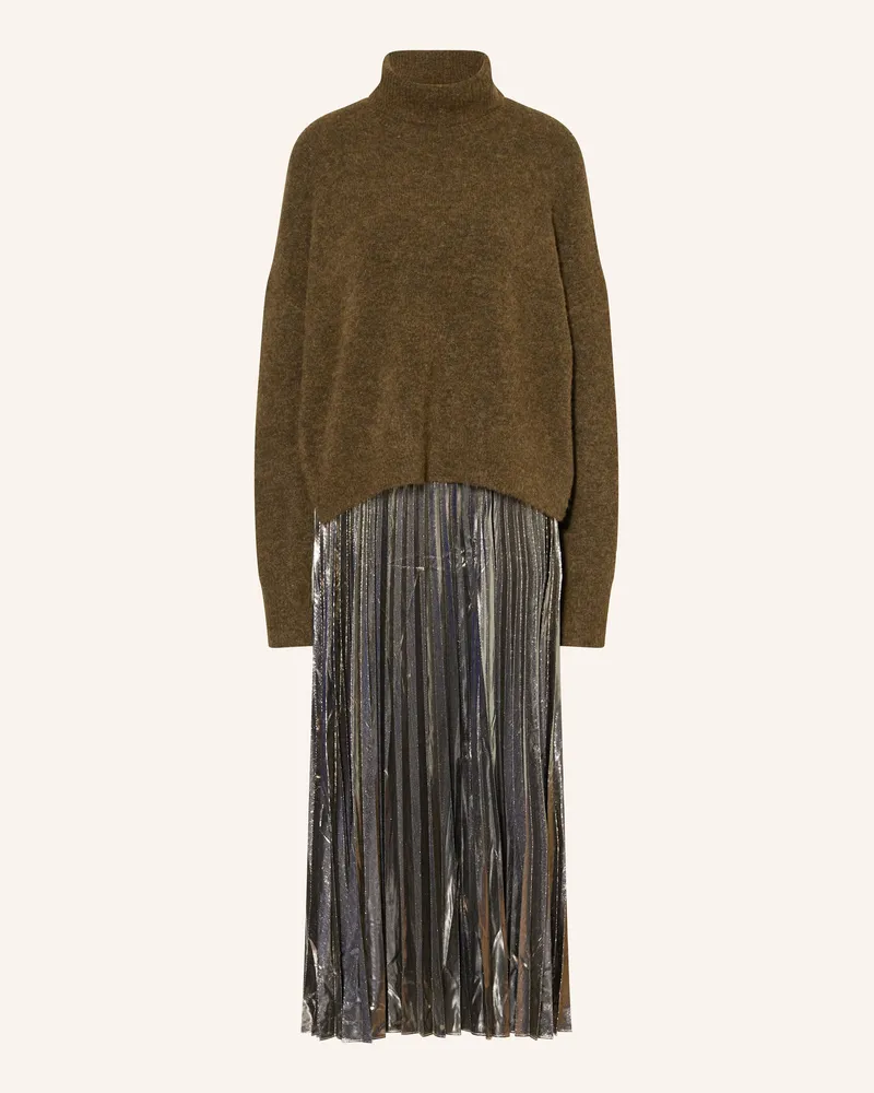 AllSaints Set SPARK: Kleid mit Plissees und Rollkragenpullover Oliv