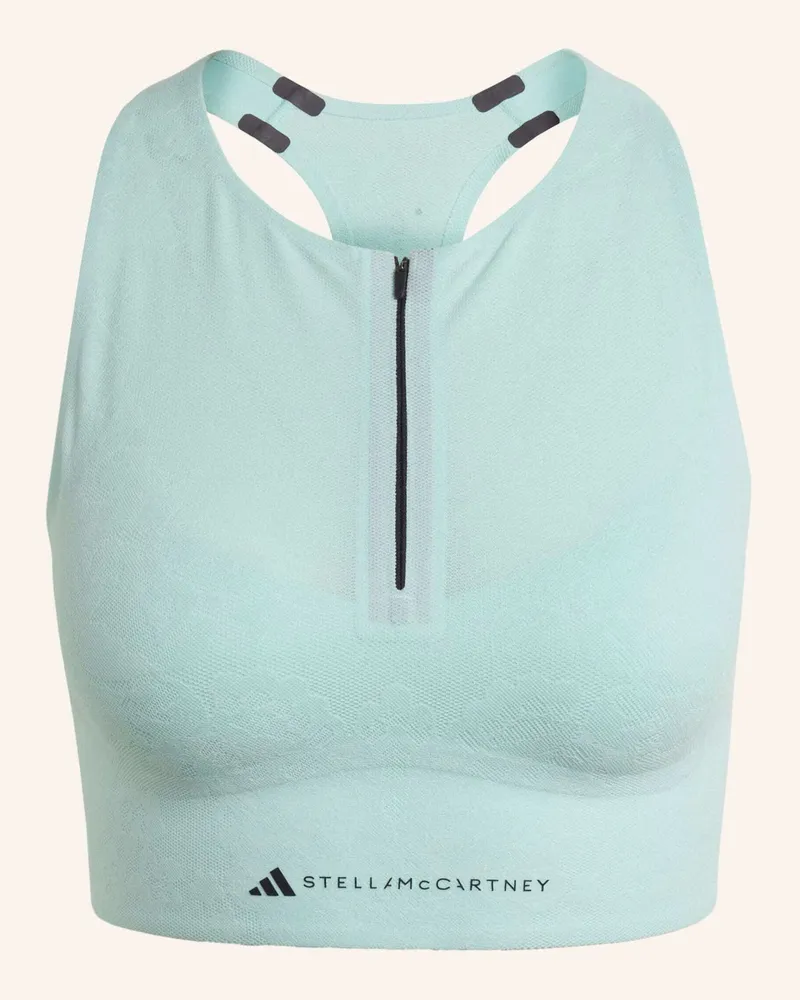 adidas Adidas By Stella Mccartney Running Floral Lace Crop Top blau Grün