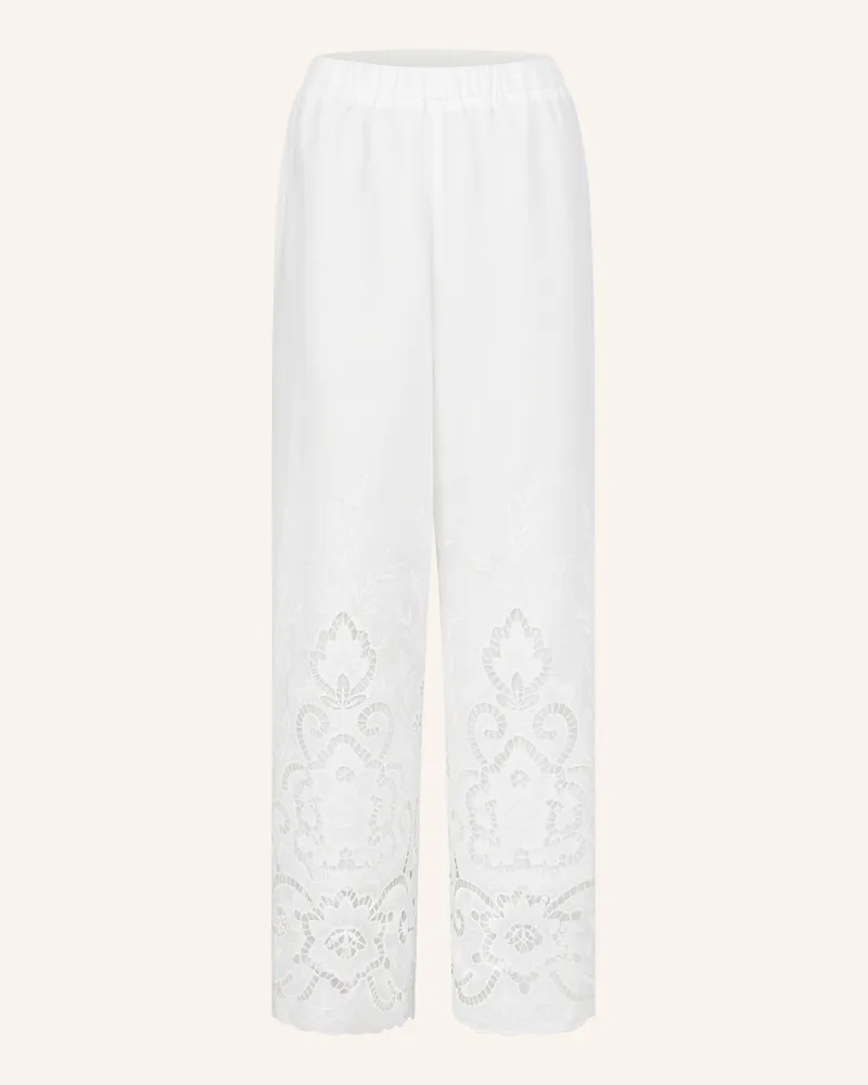 CLAIRE LUISE Hose mit Lochstickerei Ecru