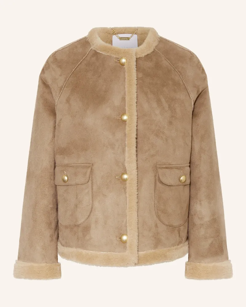 Rich&Royal Kastenjacke in Lederoptik Beige