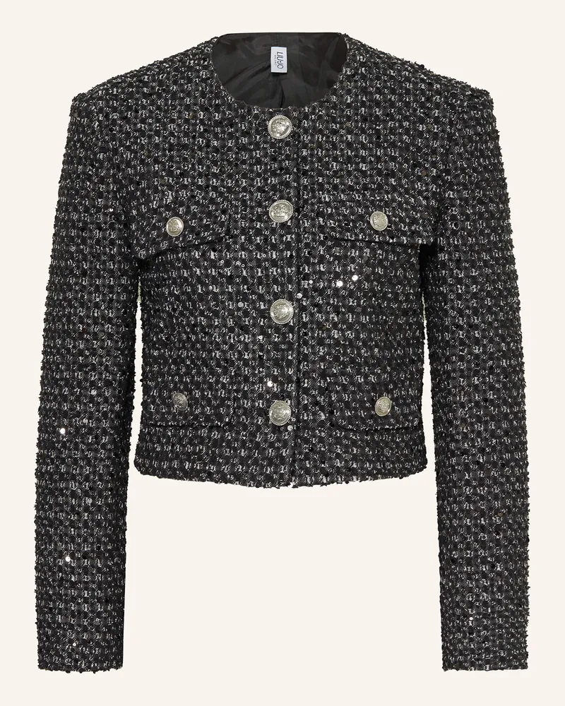 Liu Jo Bouclé-Jacke mit Pailletten Schwarz
