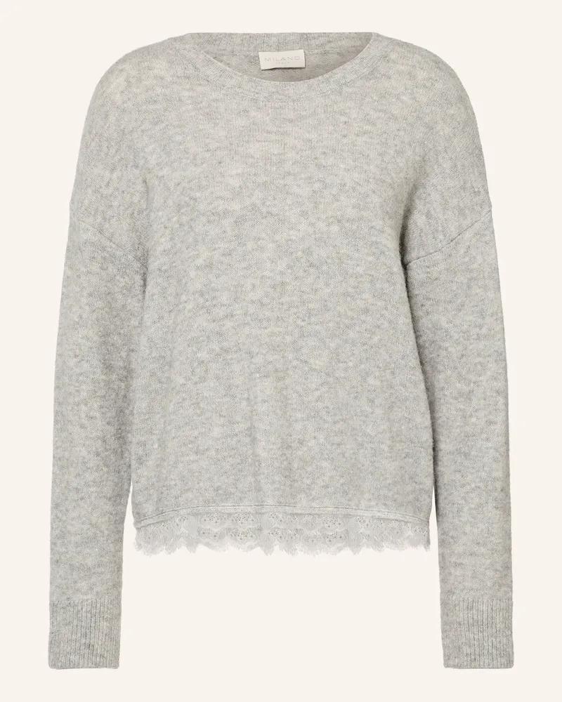 Milano Italy Pullover Mit Spitze grau Hellgrau