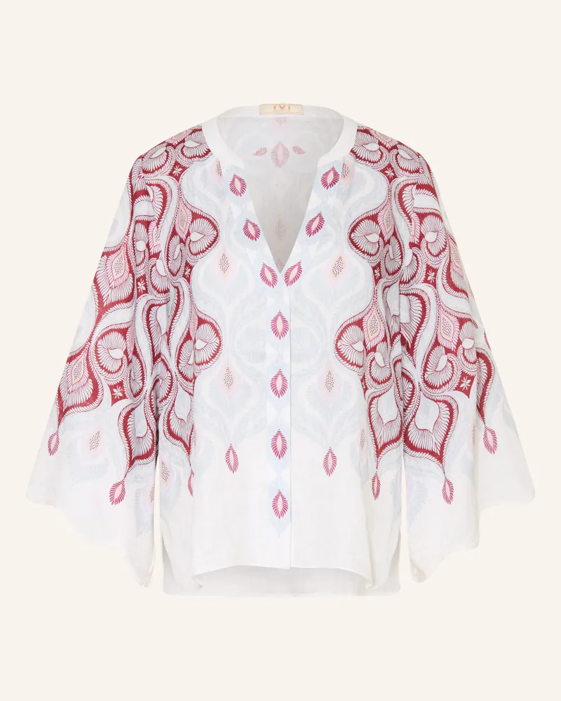 IVI Collection Blusenshirt Aus Leinen blau Creme
