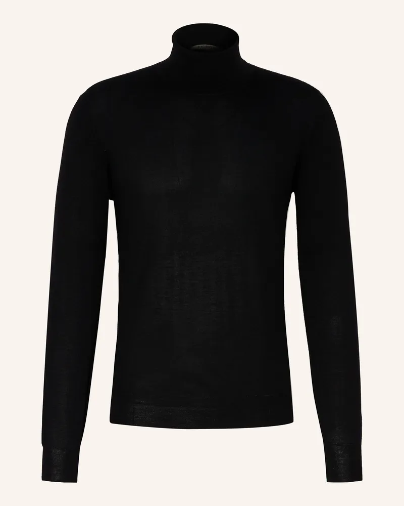 FIORONI Rollkragenpullover aus Cashmere mit Seide Schwarz