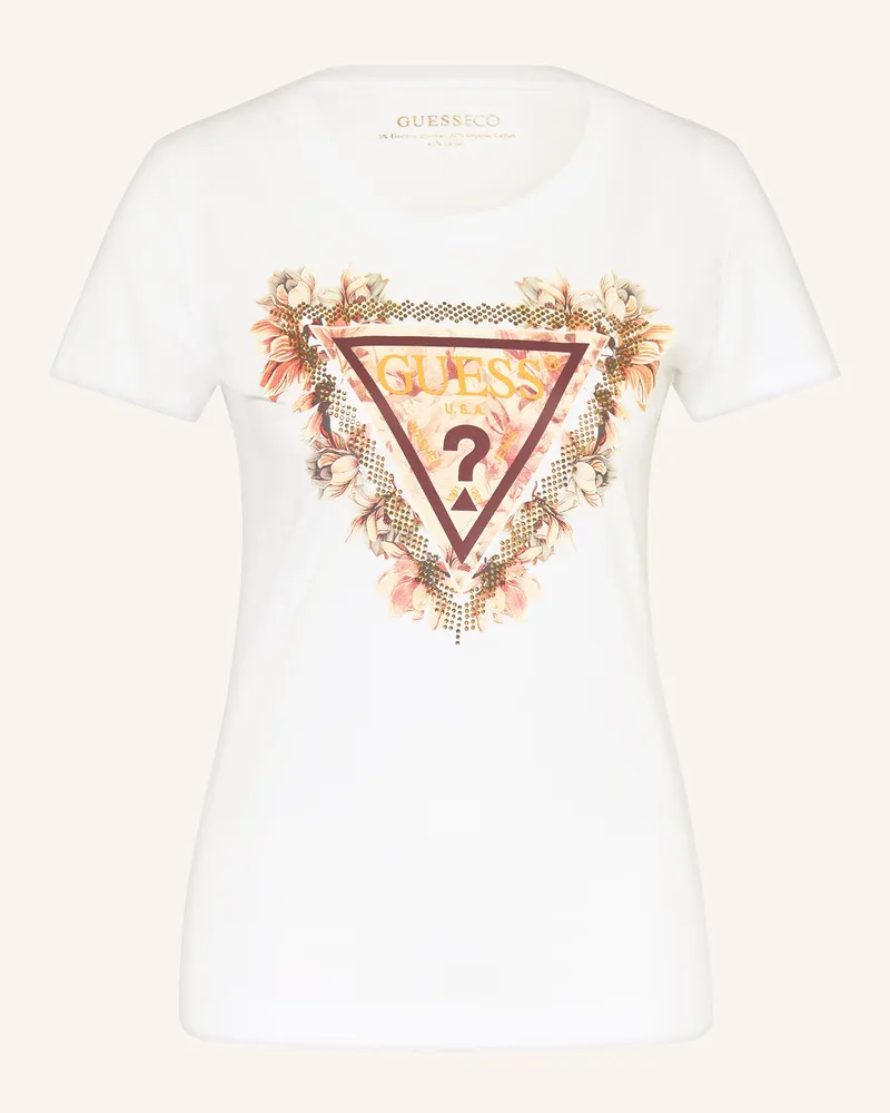Guess T-Shirt mit Schmucksteinen Weiss