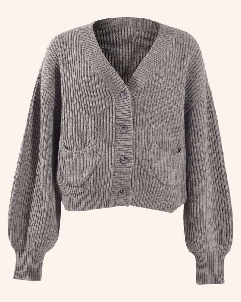 ADLYSH RIPPSTRICK CARDIGAN MIT WOLLE Grau