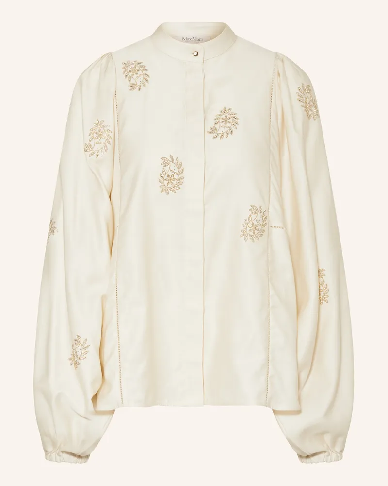 Max Mara Bluse CALADIO mit Schmucksteinen Creme