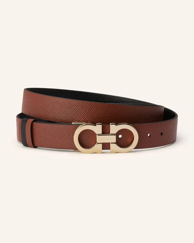 Ferragamo Ledergürtel DONNA zum Wenden Braun