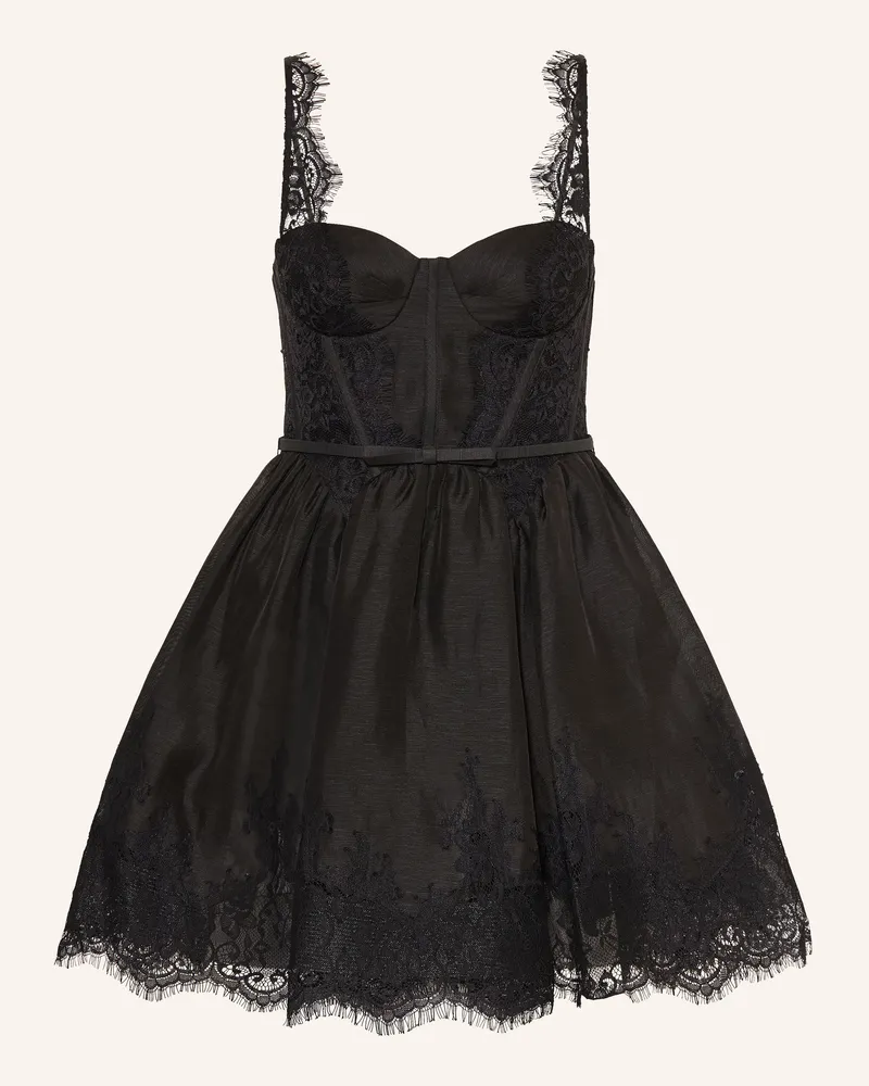 Zimmermann Cocktailkleid Valiant Mit Leinen Und Seide schwarz Schwarz
