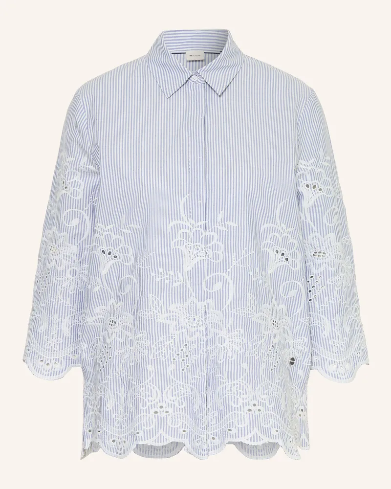 Brax Hemdbluse VICKI mit Lochspitze und 3/4-Arm Blau