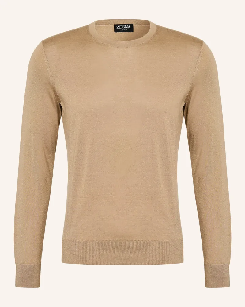 Ermenegildo Zegna Cashmere-Pullover mit Seide Beige