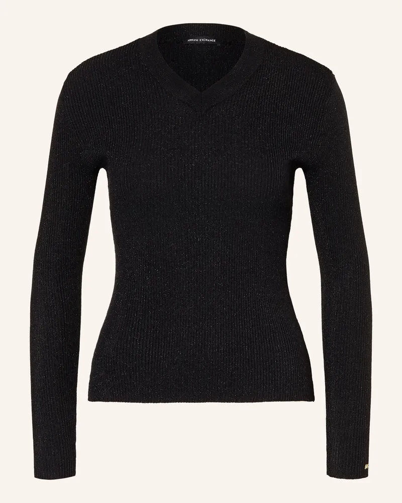 Armani Exchange Longsleeve mit Glitzergarn Schwarz
