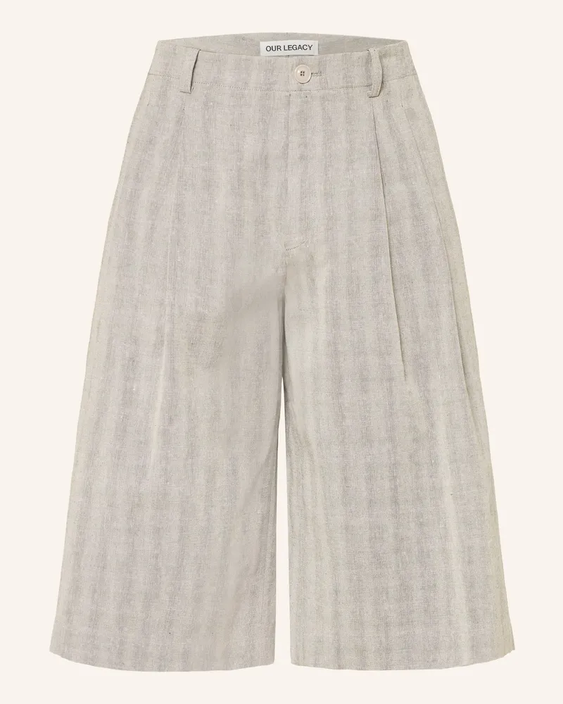Our Legacy Shorts Split Mit Leinen beige Hellgrau