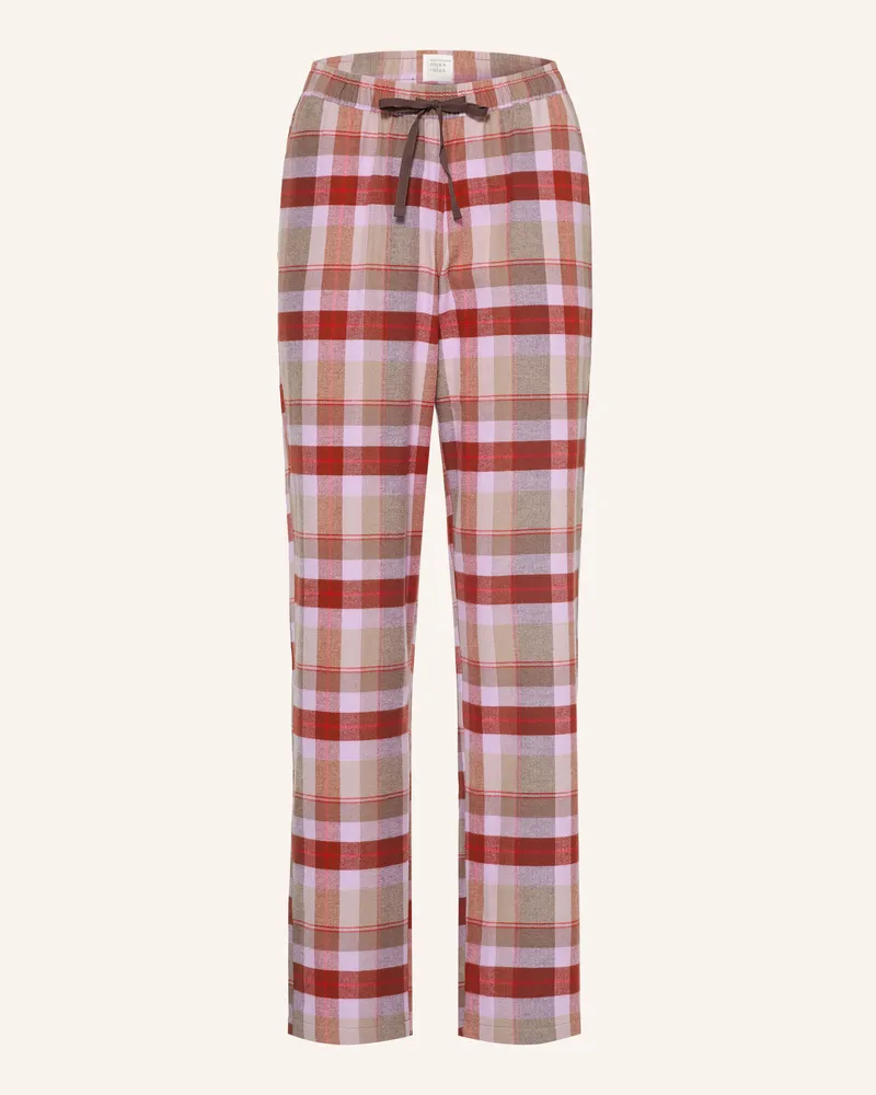 Schiesser Schlafhose Aus Flanell beige Dunkelrot
