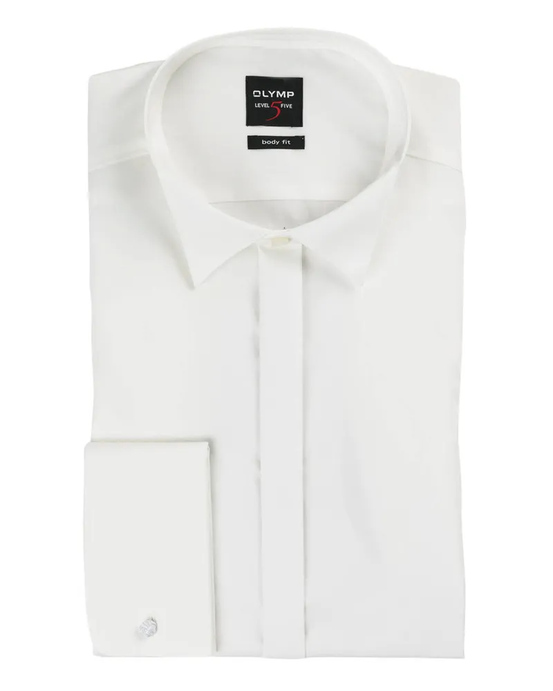 Olymp Smoking-Hemd Level Five Body Fit Mit Umschlagmanschette weiss Cremeweiss