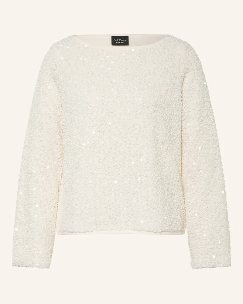 S.Oliver Pullover Mit Pailletten weiss Creme