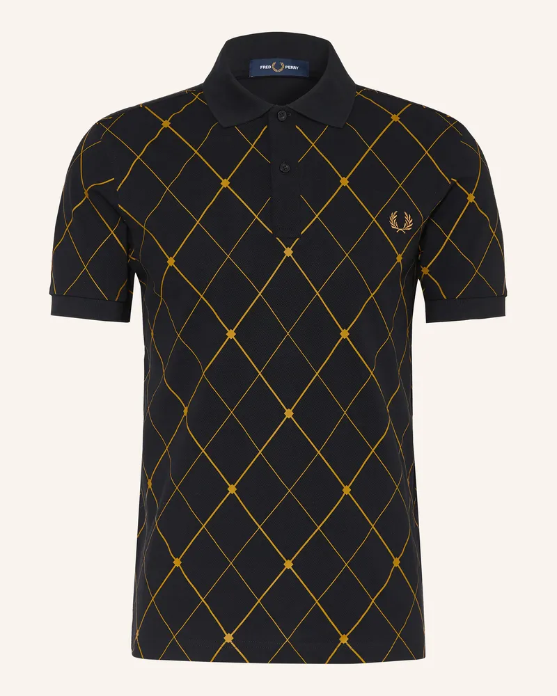 Fred Perry Piqué-Poloshirt schwarz Schwarz