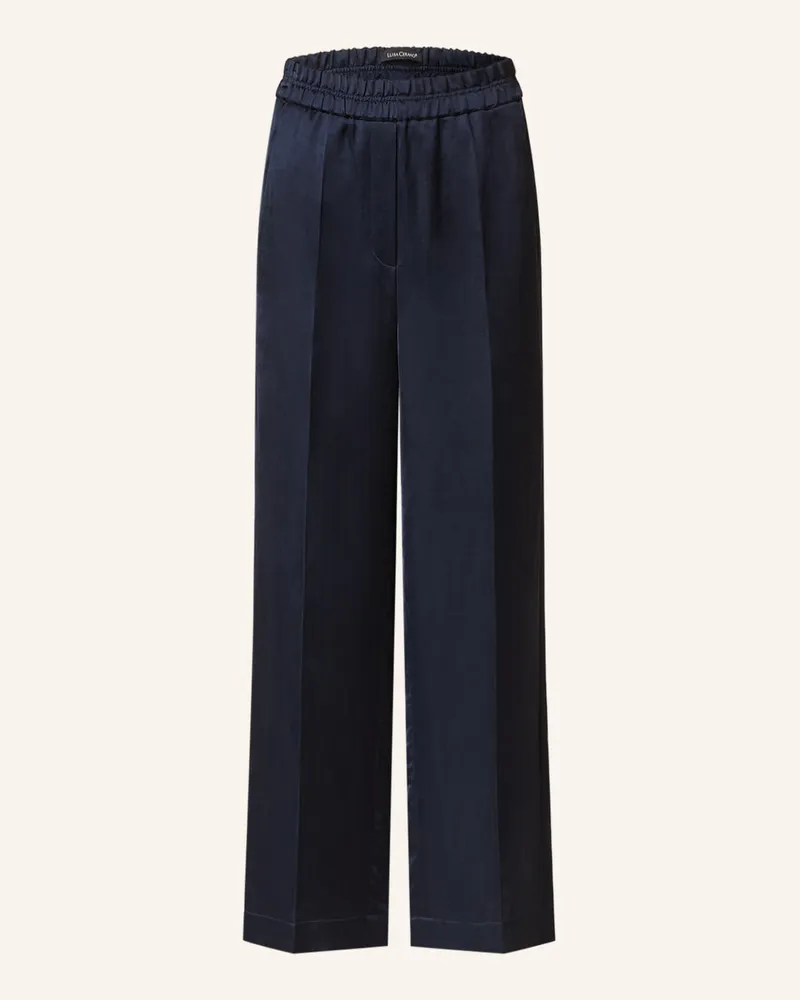 Luisa Cerano Satin-Culotte mit Leinen Blau