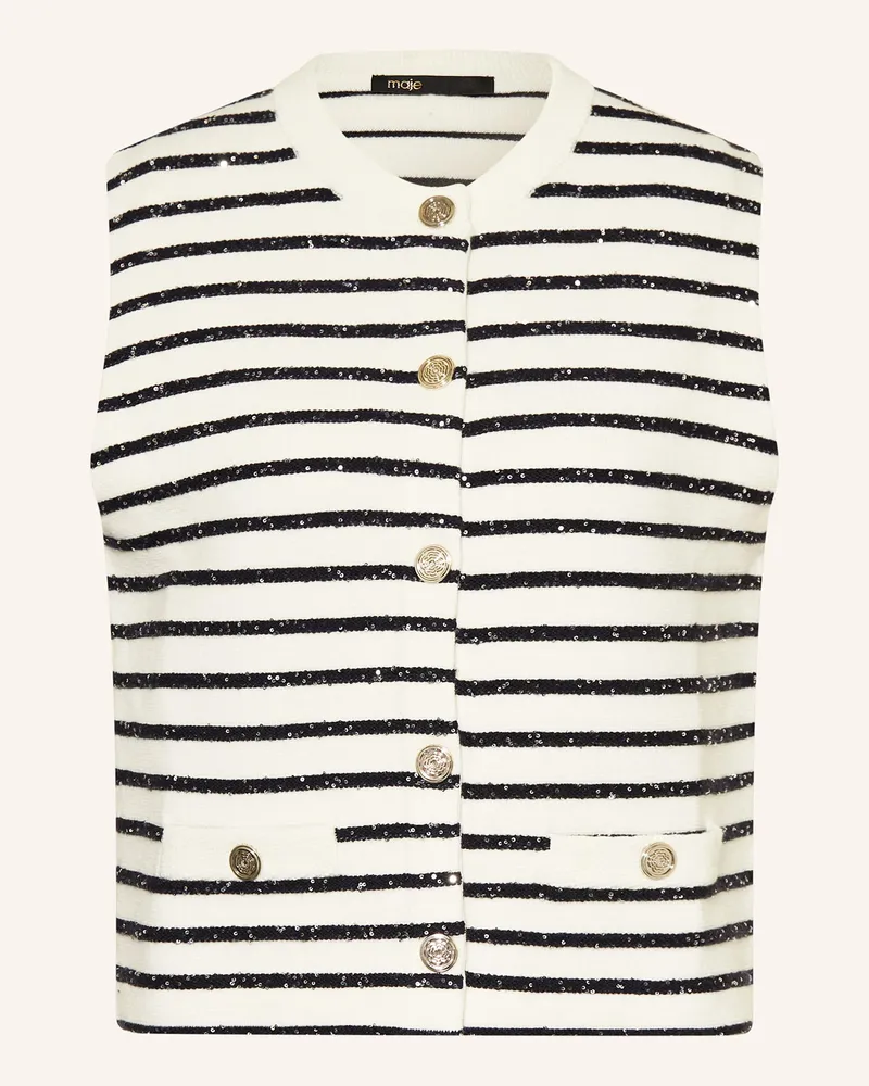 Maje Strickweste mit Pailletten Weiss