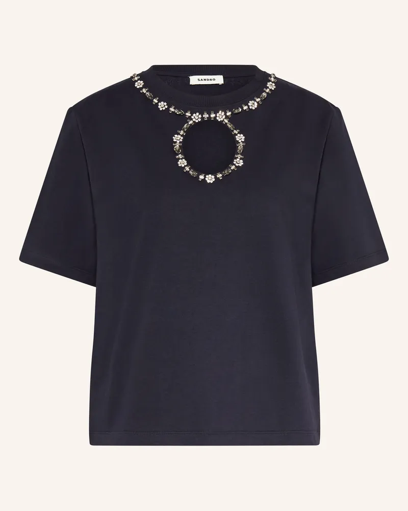 Sandro T-Shirt Mit Schmucksteinen Und Cut-Out blau Dunkelblau