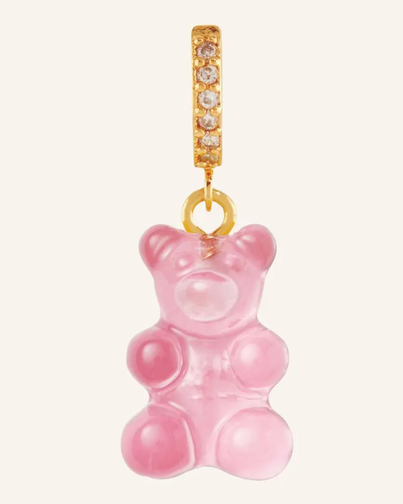 CRYSTAL HAZE Single-Ohrring BUBBLEGUM NOSTALGIA BEAR HOOP by GLAMBOU Pink