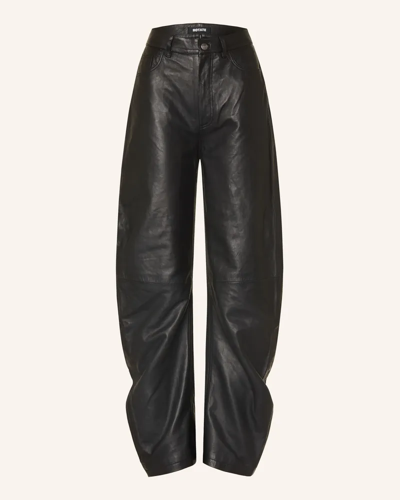 ROTATE Birger Christensen Lederhose schwarz Schwarz