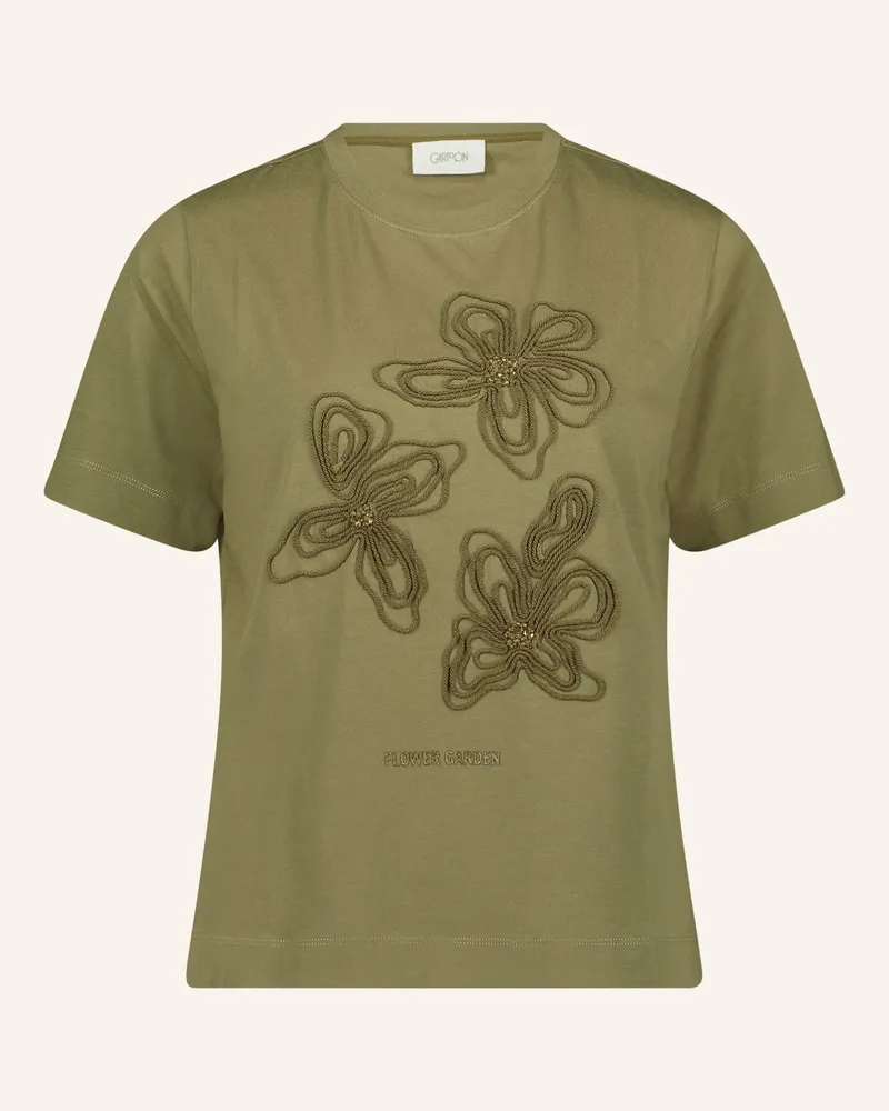 Cartoon T-Shirt Mit Schmuckperlen gruen Oliv