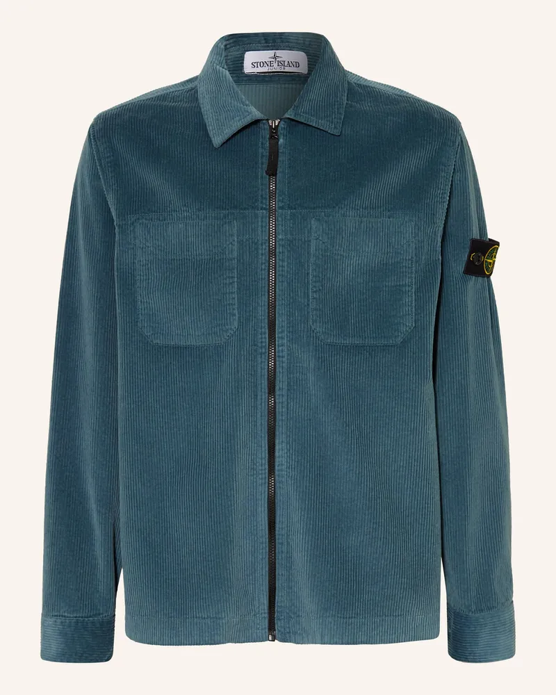 Stone Island Overjacket Aus Cord blau Petrol