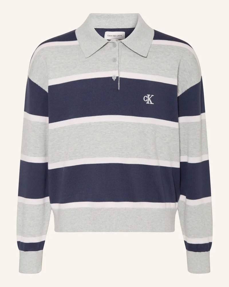Calvin Klein Strick-Poloshirt grau Grau