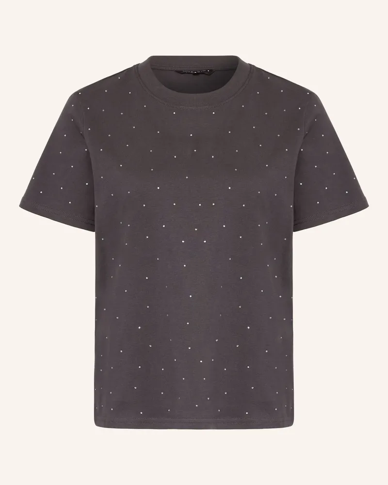 only T-Shirt mit Schmucksteinen Dunkelgrau