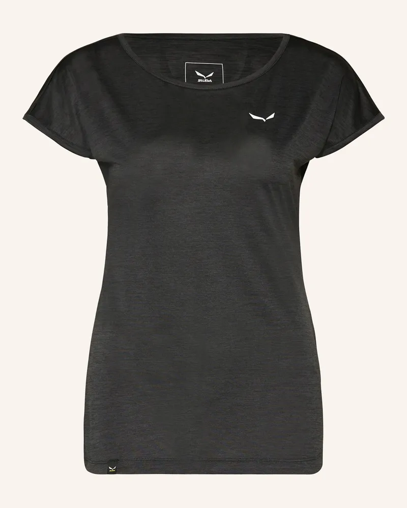 Salewa T-Shirt Puez Melange Dry'ton schwarz Schwarz