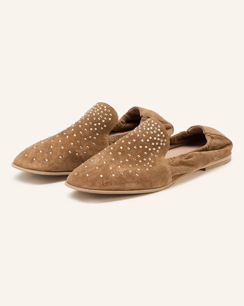 Kennel & Schmenger Slipper Glory Mit Schmucksteinen beige Braun