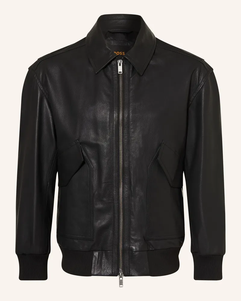 HUGO BOSS Lederjacke Josual schwarz Schwarz