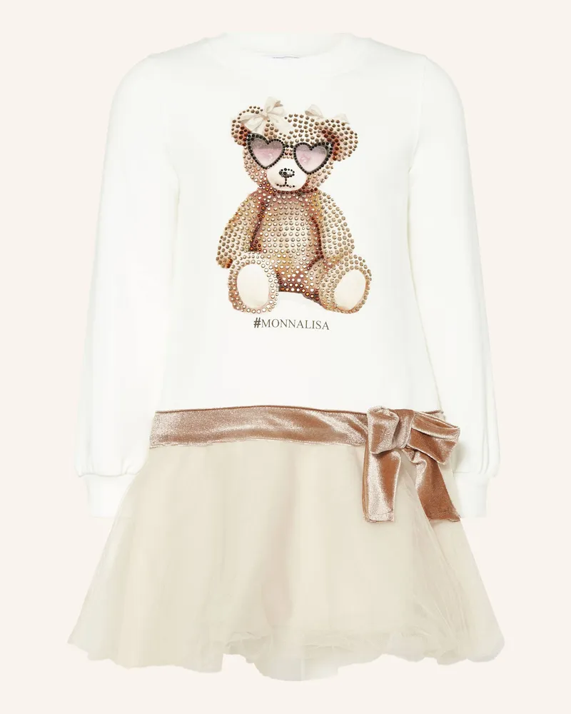 Monnalisa Kleid im Materialmix Weiss