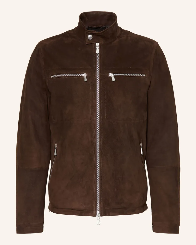 Eleventy Lederjacke braun Dunkelbraun