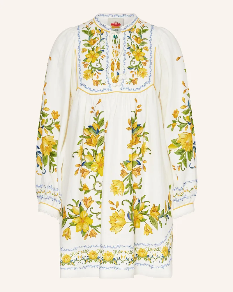 FARM Rio Kleid Sicily Off Mit Leinen weiss Weiss