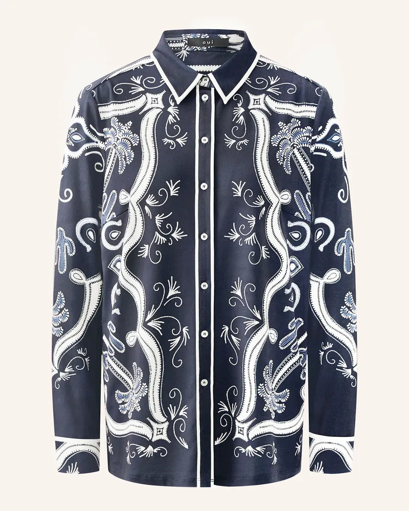 Oui  Hemdbluse aus Jersey Dunkelblau