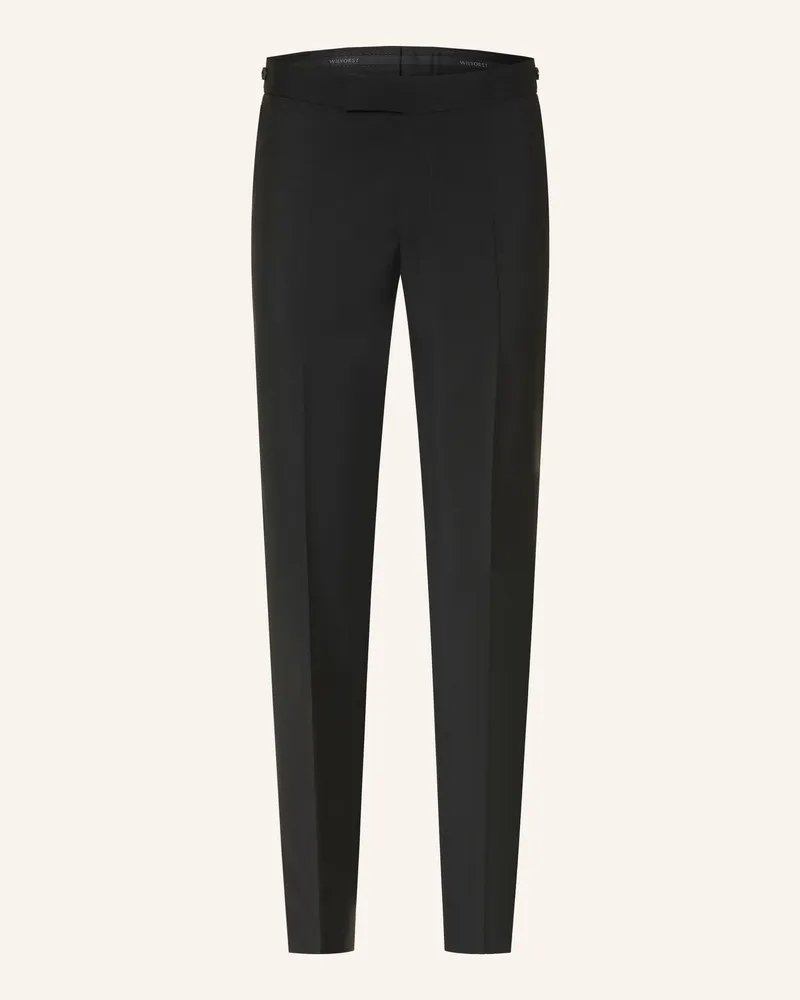 Wilvorst Smoking-Hose Slim Fit Mit Galonstreifen schwarz 010