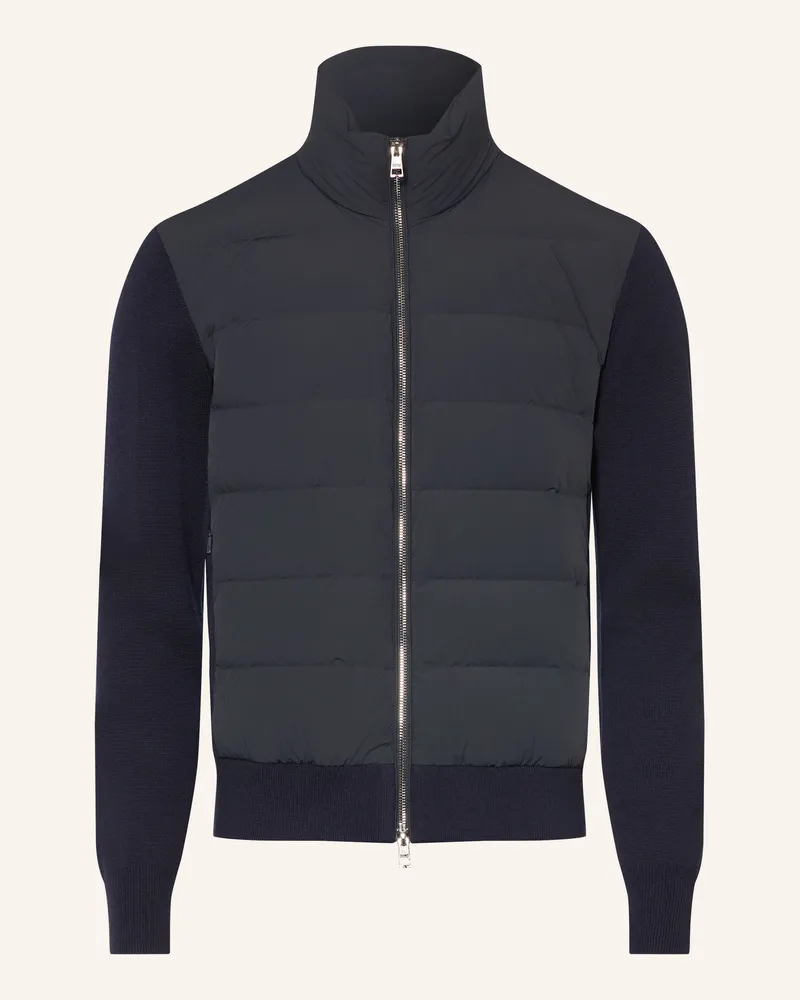 DUNO Strickjacke Oliver Im Materialmix blau Dunkelblau