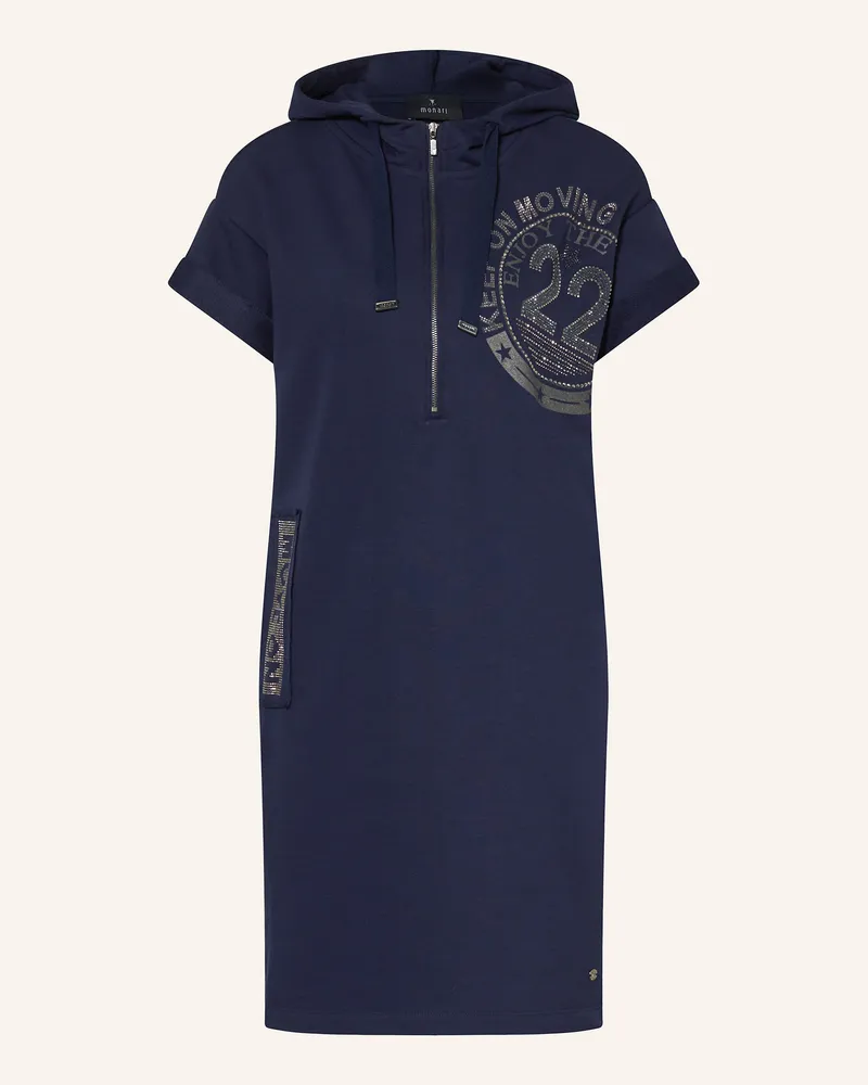 monari Sweatkleid mit Schmucksteinen Dunkelblau